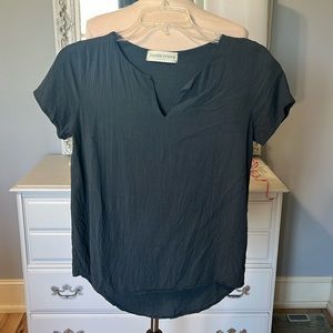 Pants Store Short Sleeve Blue Flowy Top